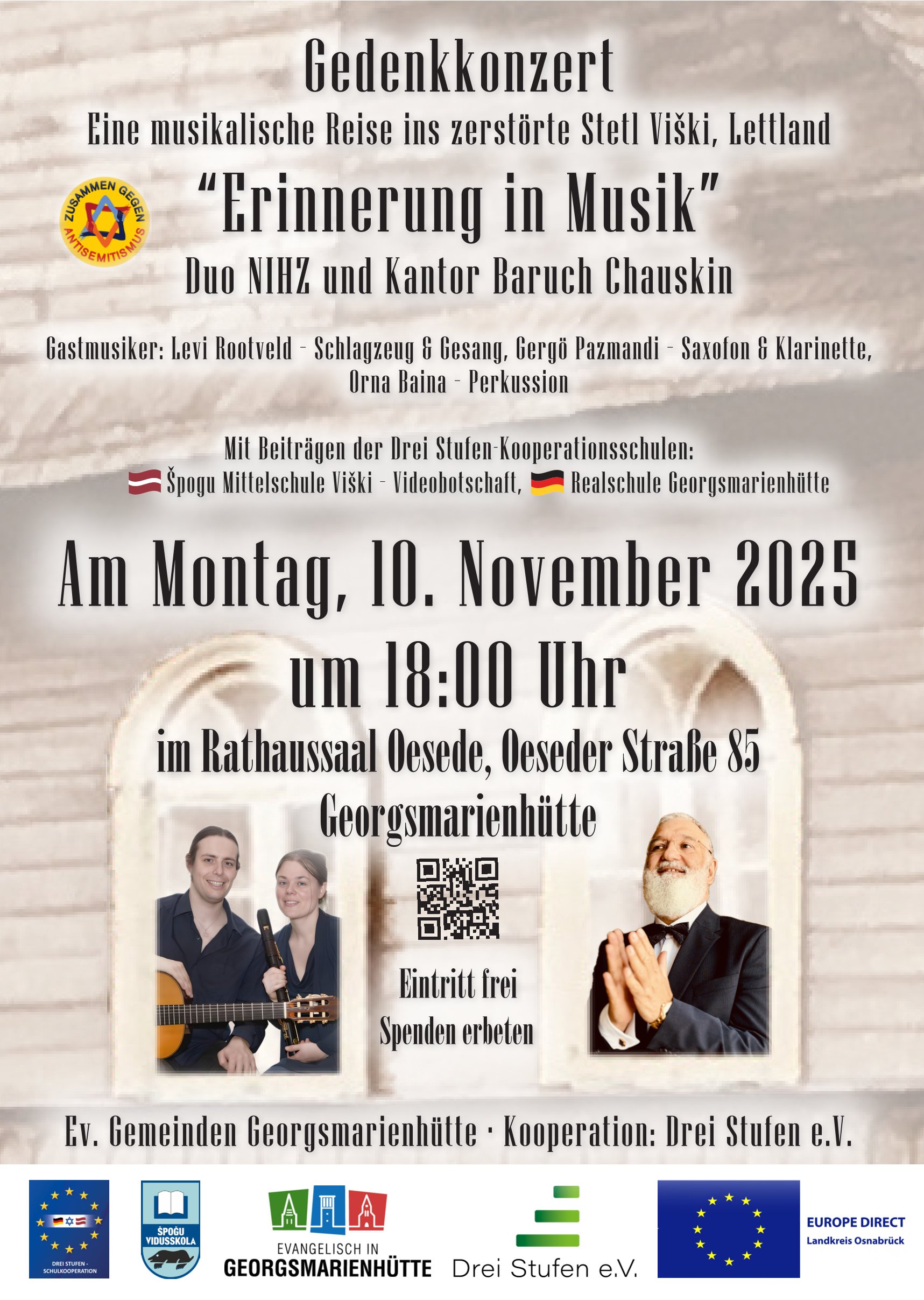 Gedenkkonzert – Eine musikalische Reise ins zerstörte Stetl Viški, Lettland